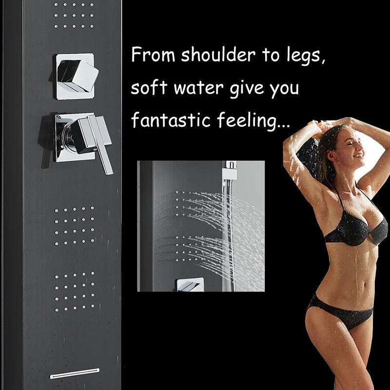 Badeværelse Brusepanel Tower System, Vægmonteret Blandingsbatteri, Spa-Lignende Massage Oplevelse