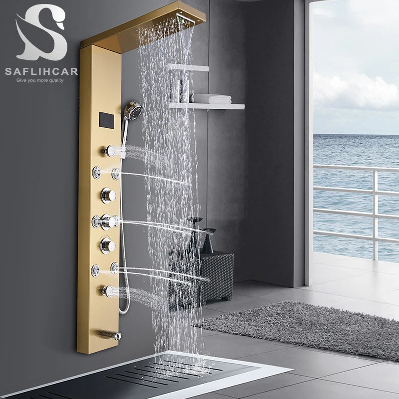 LED Shower Panel, Waterfall Rain Shower, SPA Massage Jet