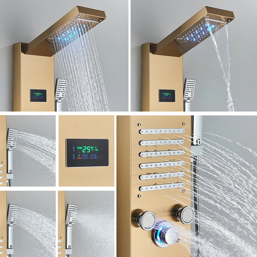 LED Duschpanel, Vattenfall Regndusch, SPA Massage Jet