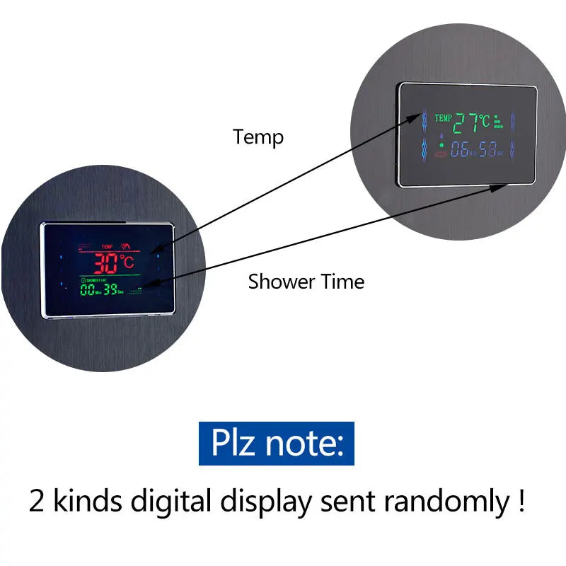Duschpaneel, LED-Anzeige, Regen- und Wasserfallkopf