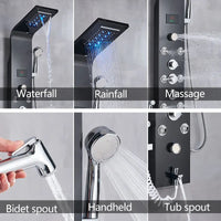 Duschpanel, LED-display, regn- och vattenfallshuvud