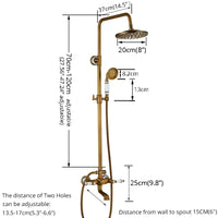 Shower Faucets Set, Antique Brass, Dual Knobs