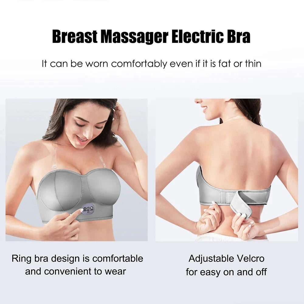 Brystmassage BH, Elektrisk Vibration, Infrarød Opvarmning