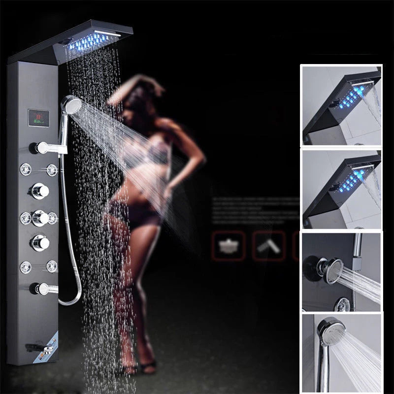Shower Panel, LED Light, Massage Jet