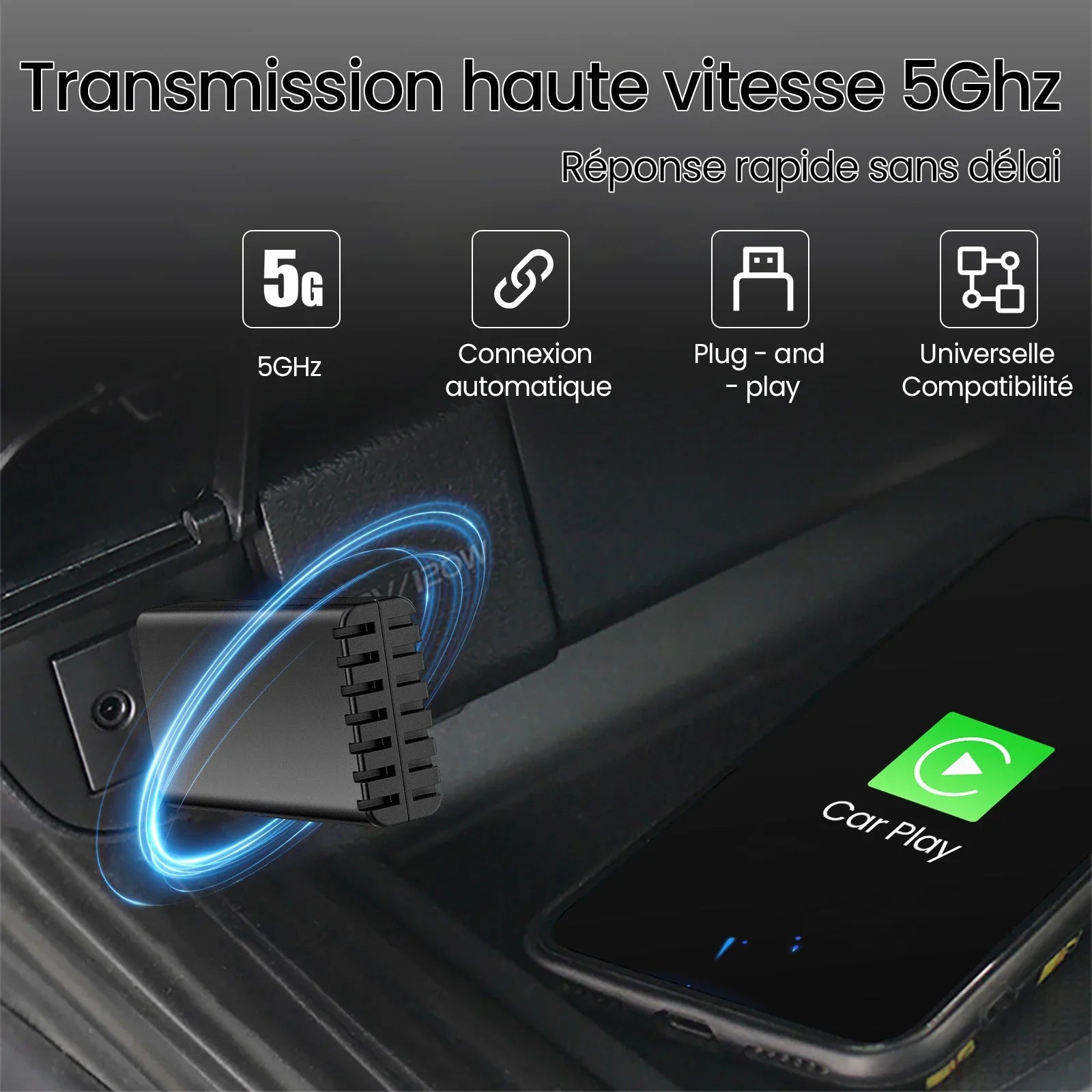 CarPlay Draadloze Adapter, Plug en Play, OEM Bedrade Compatibiliteit