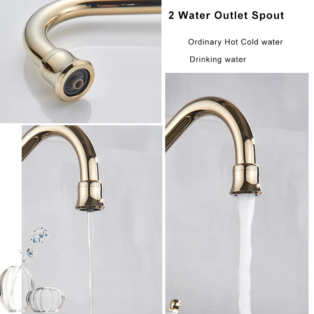 Water Filter Faucet, 3 in 1 Mixer Tap, Rotating Spout