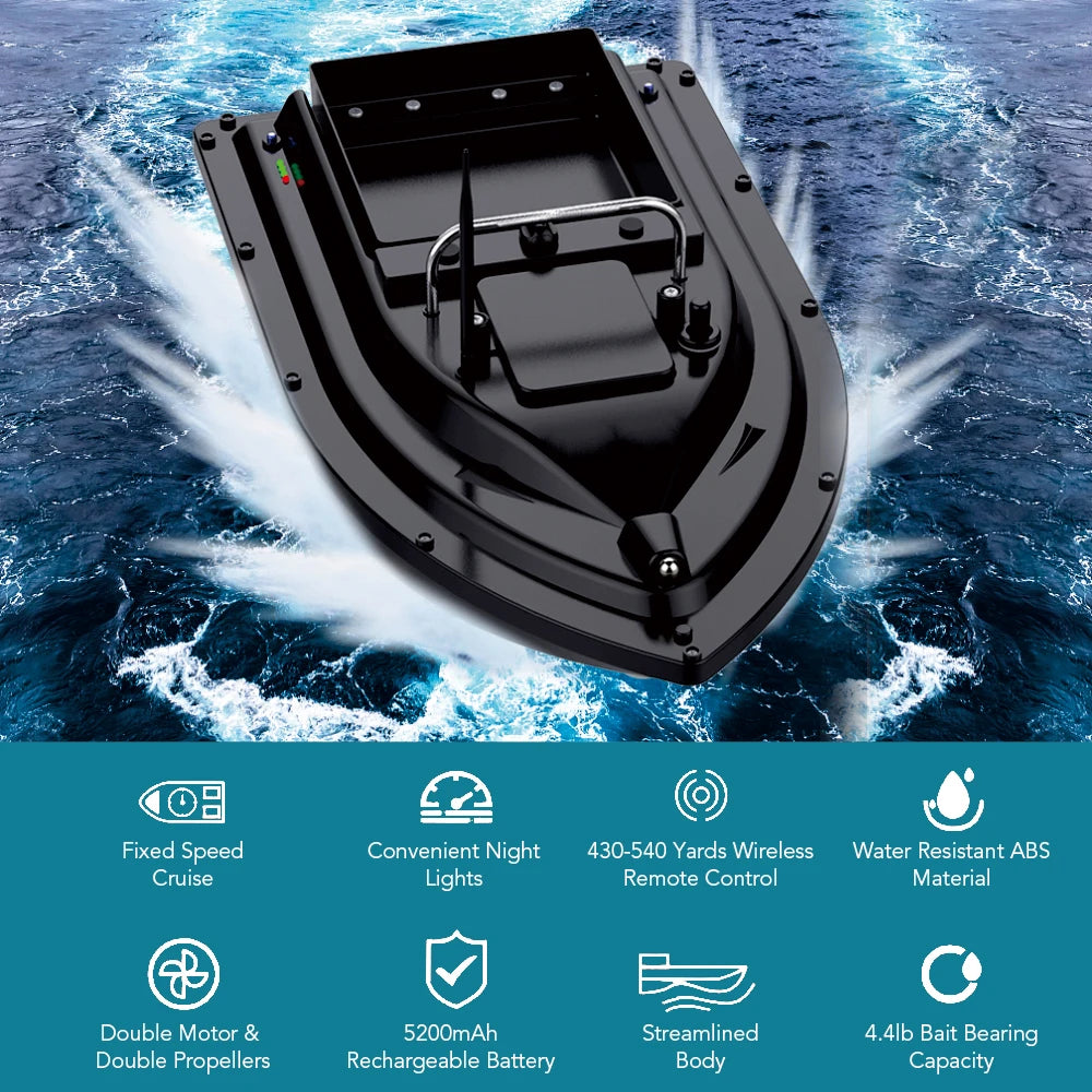 GPS Fishing Bait Boat, Large Bait Container, Long Remote Range