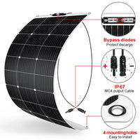 Panou solar flexibil, rezistent la apă, pachet baterie solară de 12V