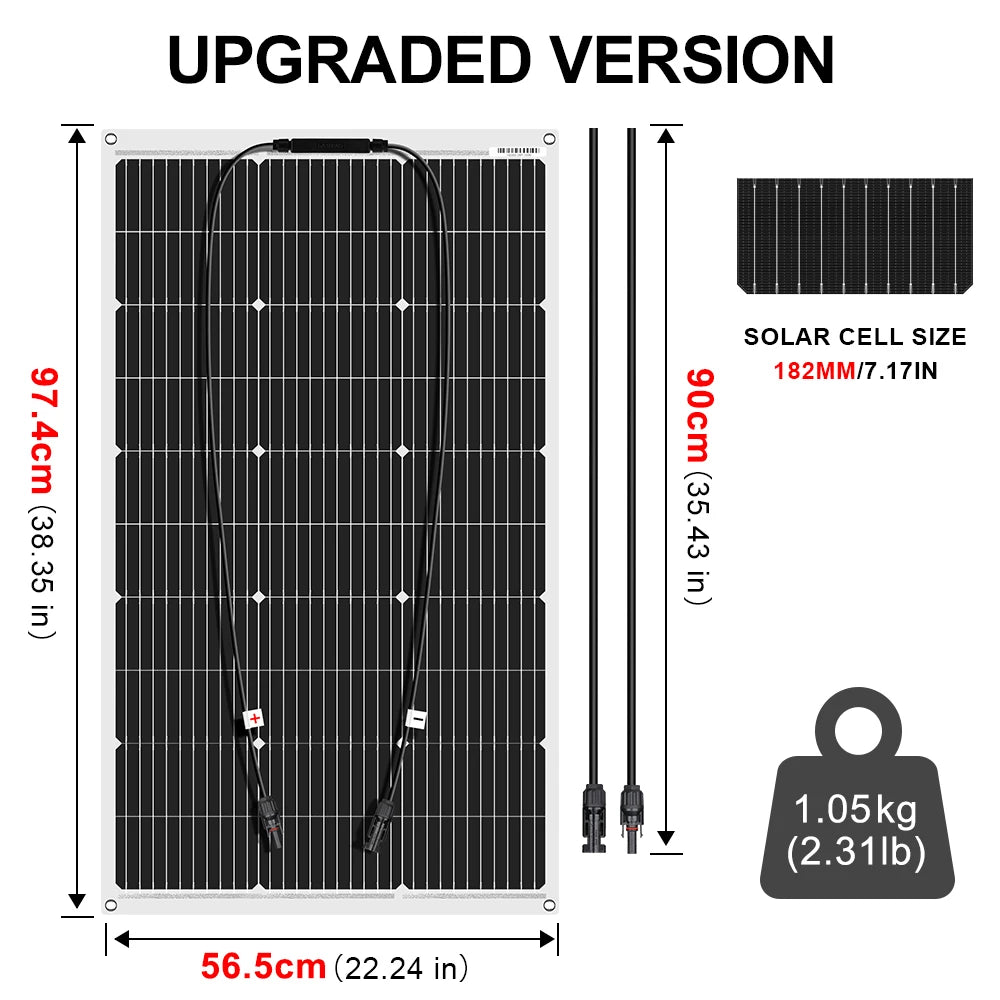 Panou solar flexibil, rezistent la apă, pachet baterie solară de 12V