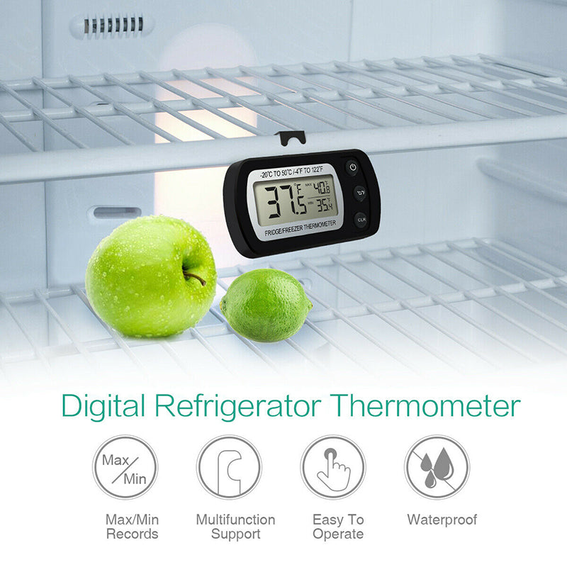 Digitales wasserdichtes Thermometer – großer Bildschirm, hängendes Kühlschrankmessgerät.