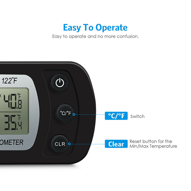 Digitales wasserdichtes Thermometer – großer Bildschirm, hängendes Kühlschrankmessgerät.