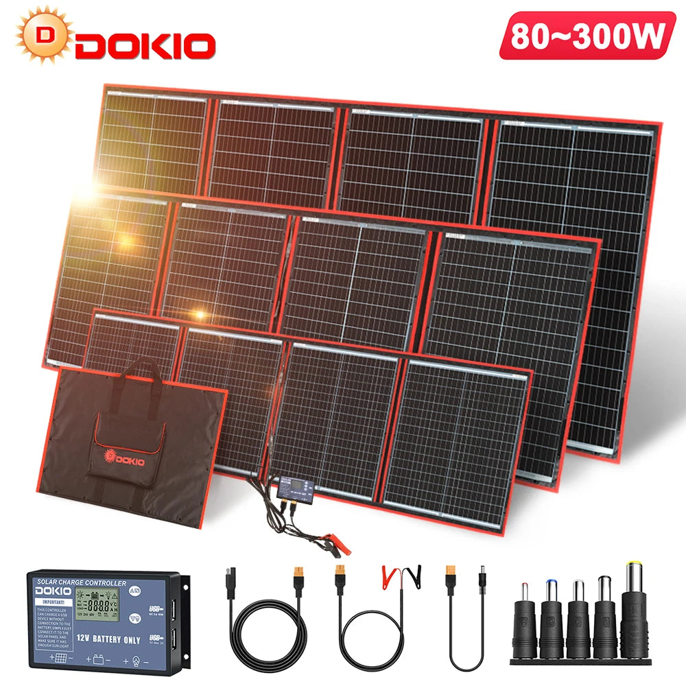 Portable Foldable Solar Panel, 18V 80W, 12V Controller