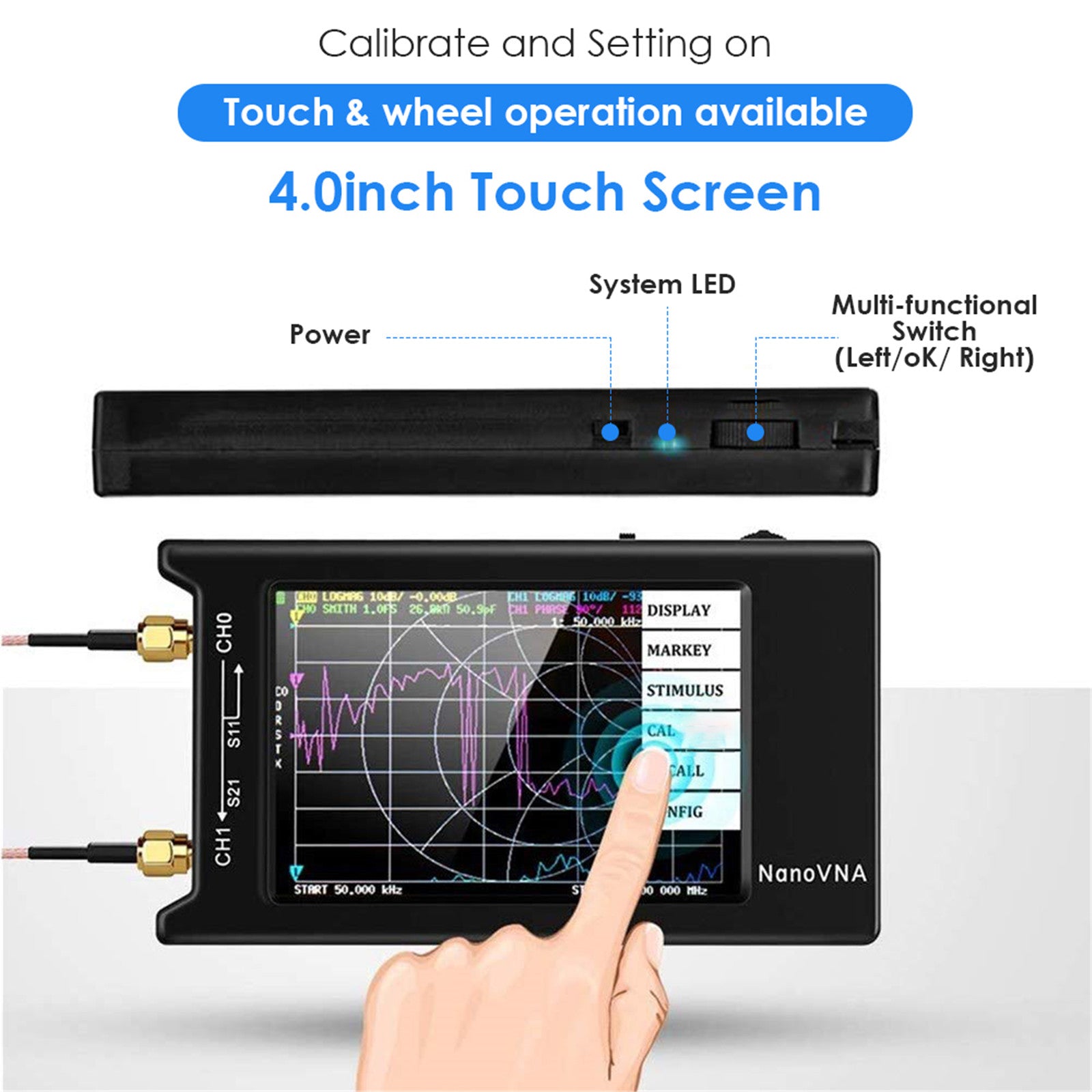 Netværksanalysator, 40 tommer Touchscreen, NanoVNA-H4