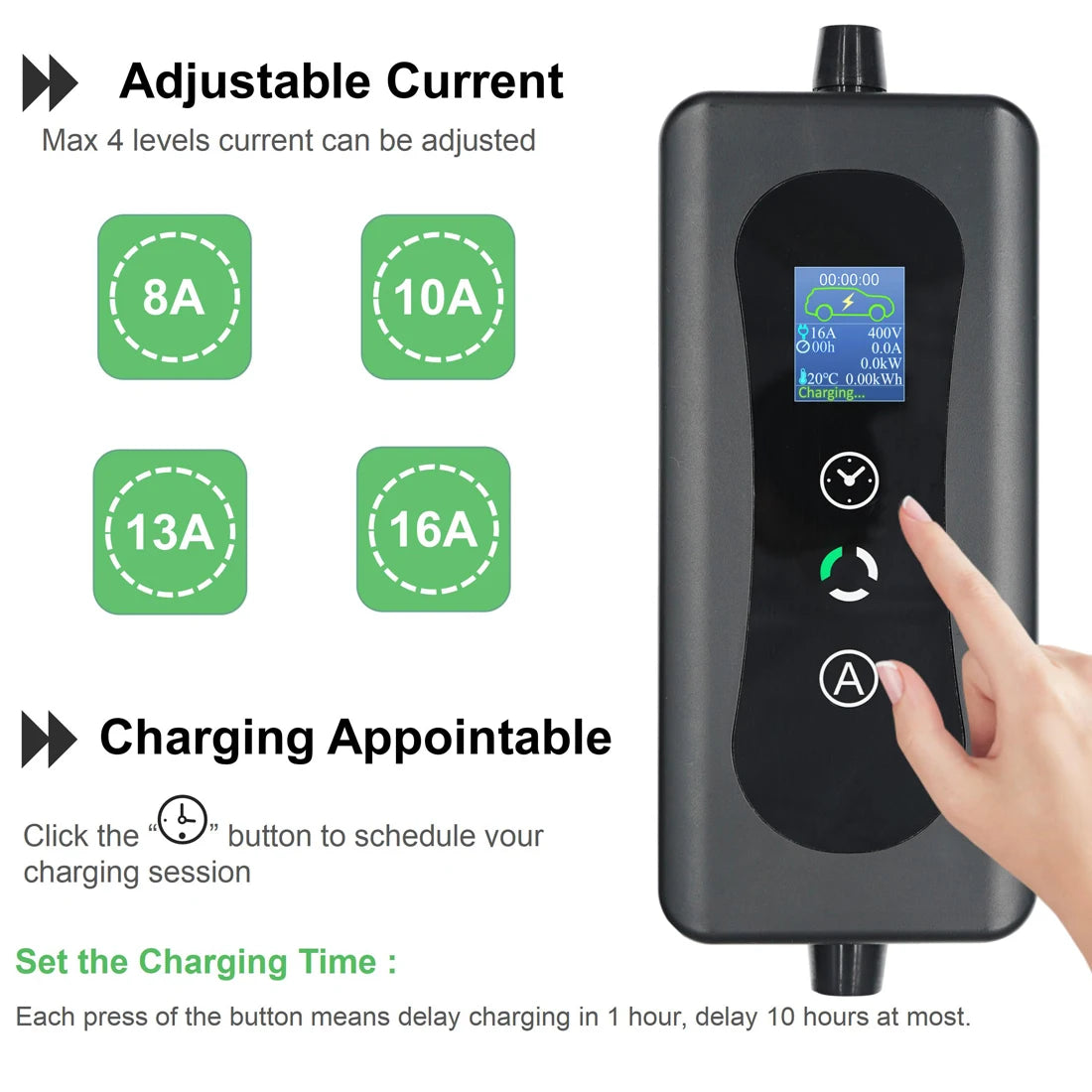 EV Charger Type 2, 11KW Fast Charging, Portable Wallbox