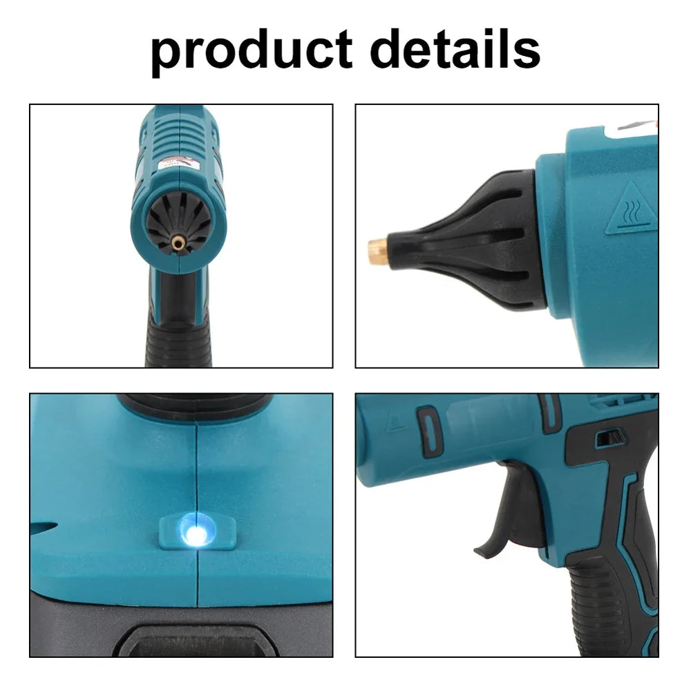 Electric Hot Melt Glue Gun, Cordless Operation, Compatible with 18V Makita Lithium Battery