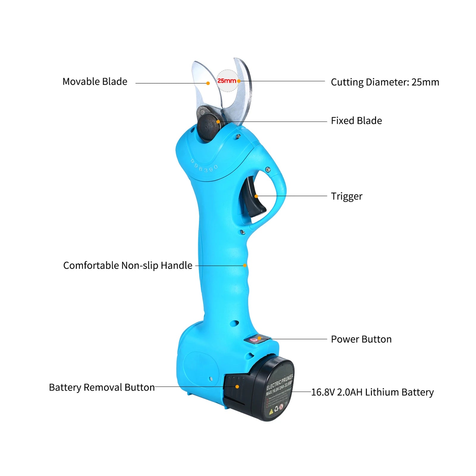 Pruning Shears, Cordless, Rechargeable Lithium Battery