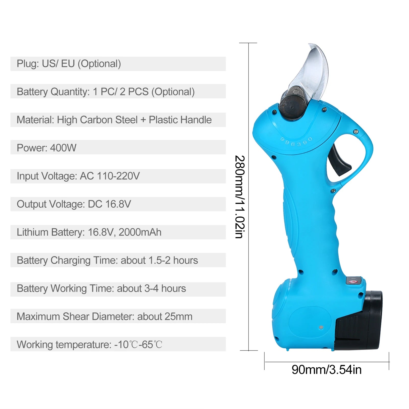 Pruning Shears, Cordless, Rechargeable Lithium Battery