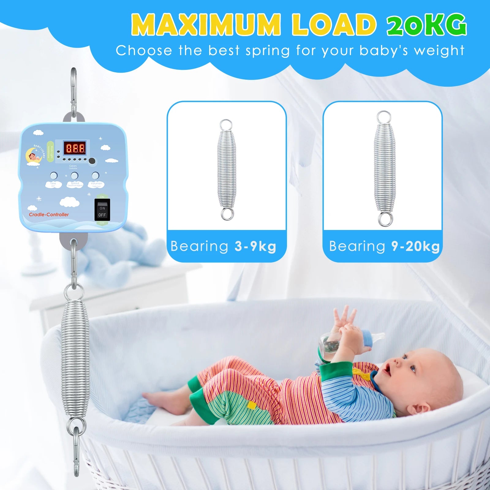 Electric Baby Swing Cradle Controller, Remote Control, Adjustable Timer