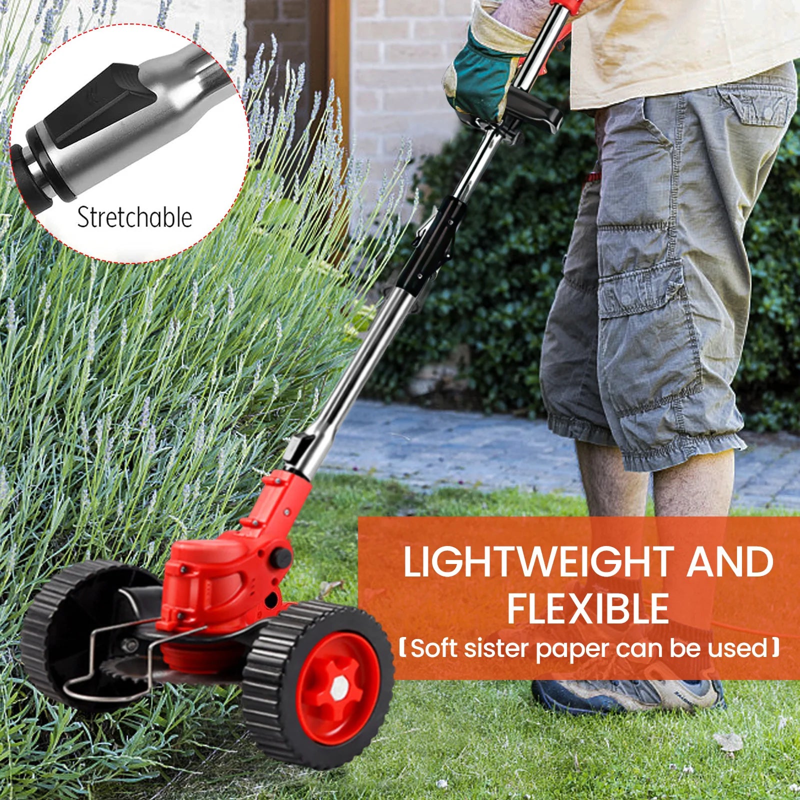 Cordless Grass Trimmer, Adjustable Length 90-120cm, Compatible with Makita 18V Battery