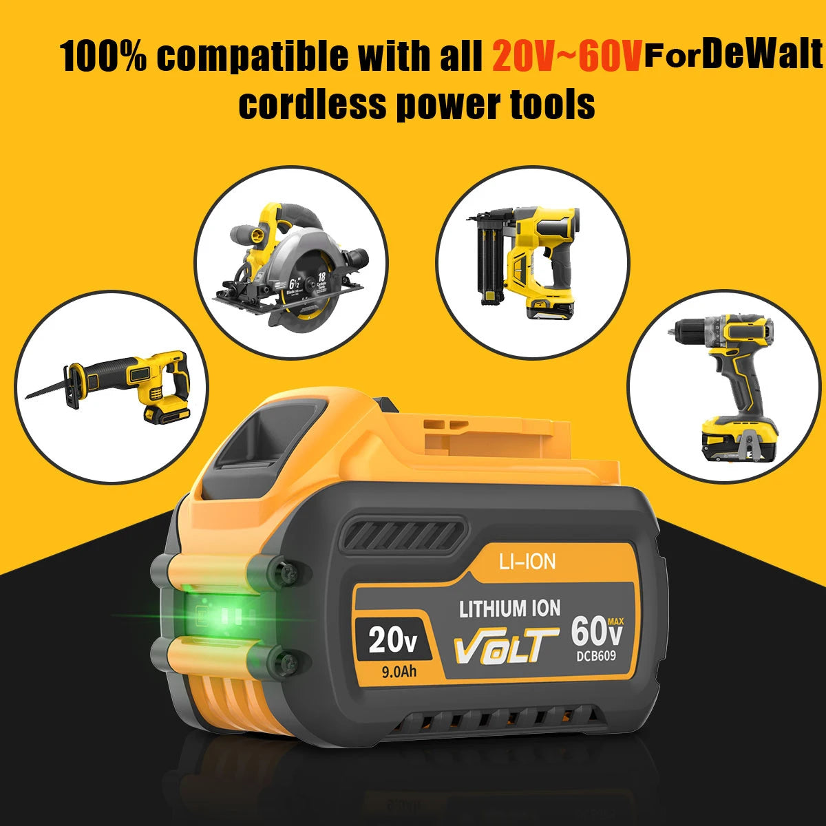 Dewalt 20v Batteri, 9000mAh, Li-ion