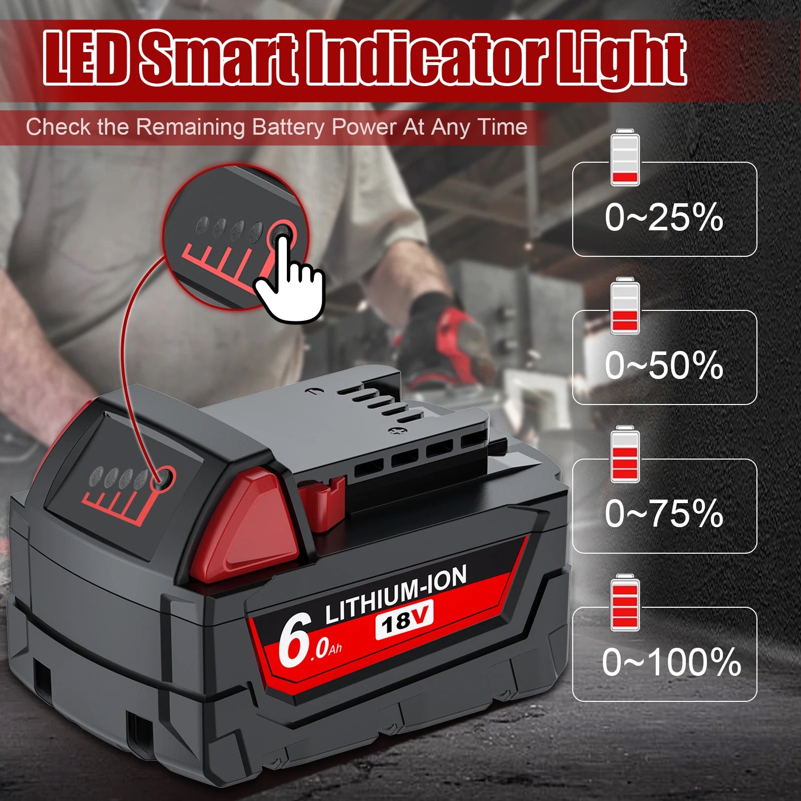 Milwaukee 18V Batterij, Hoge Capaciteit 90/60Ah, Compatibel met M18 Gereedschap