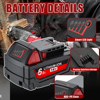 Milwaukee 18V batteri, hög kapacitet 90/60Ah, kompatibel med M18-verktyg.