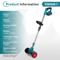 Electric Lawn Mower, Foldable Design, Compatible with Makita 18V Battery