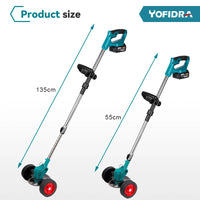 Electric Lawn Mower, Foldable Design, Compatible with Makita 18V Battery