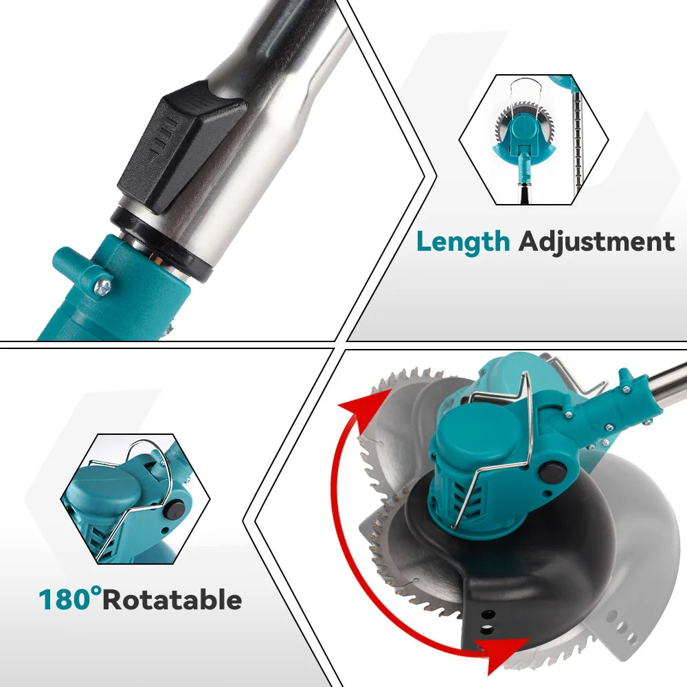 Electric Lawn Mower, Foldable Design, Compatible with Makita 18V Battery