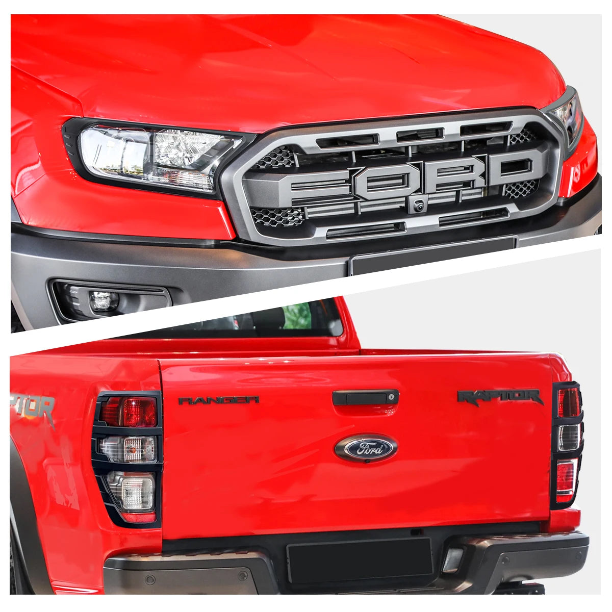 Ford Ranger Raptor Koplamp Cover, Matzwarte Afwerking, Set voor 2015-2022