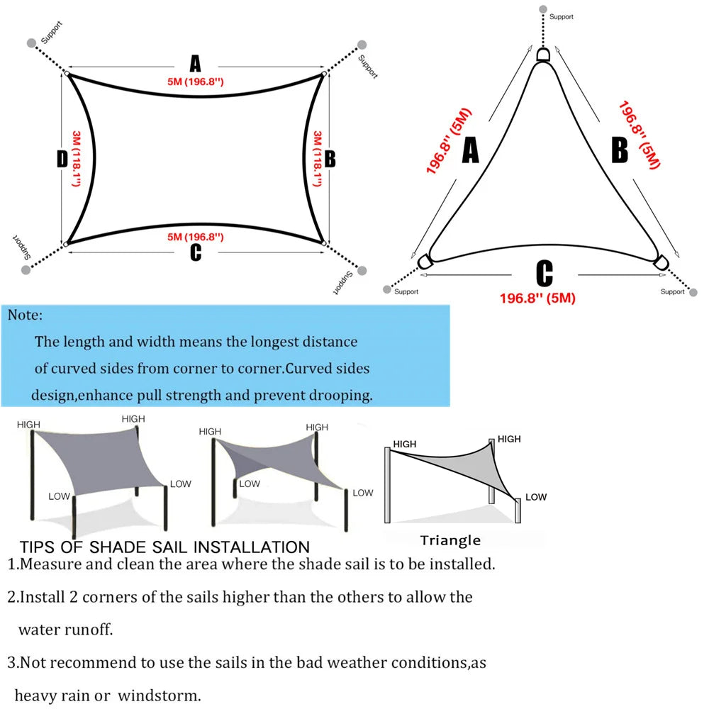 Skuggsegel Solkanopy, Vattentät, Triangulär Design