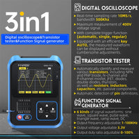 Handhållen oscilloskop, transistor tester, signalgenerator