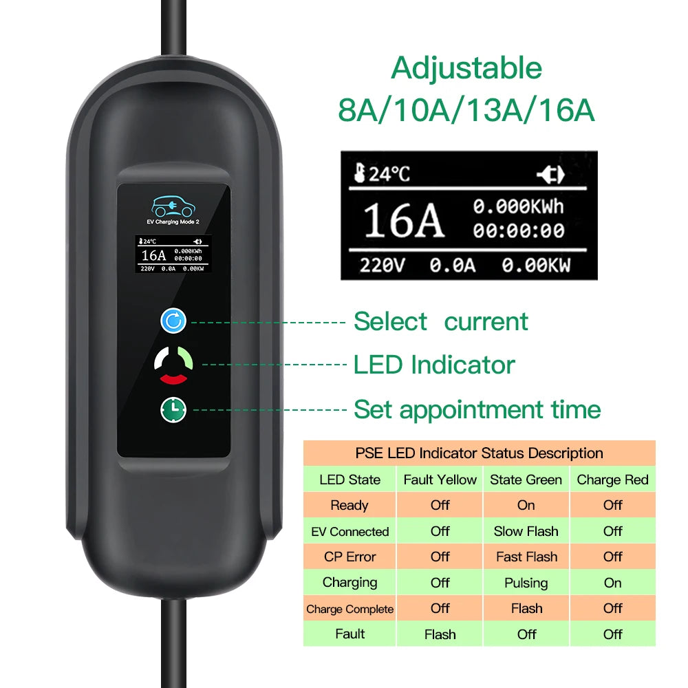 Car Charger, 11kw Power Output, Adjustable Charging Current