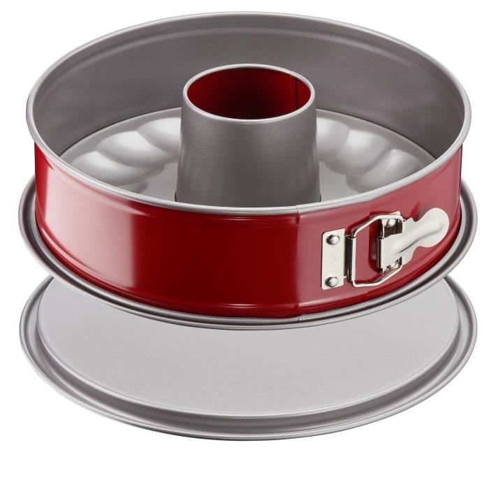 TEFAL Delibake savarin steel mold - Ø 19 cm - Red and gray - With hinge