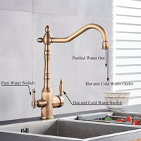 Water Filter Faucet, Dual Spout, 360 Degree Rotation