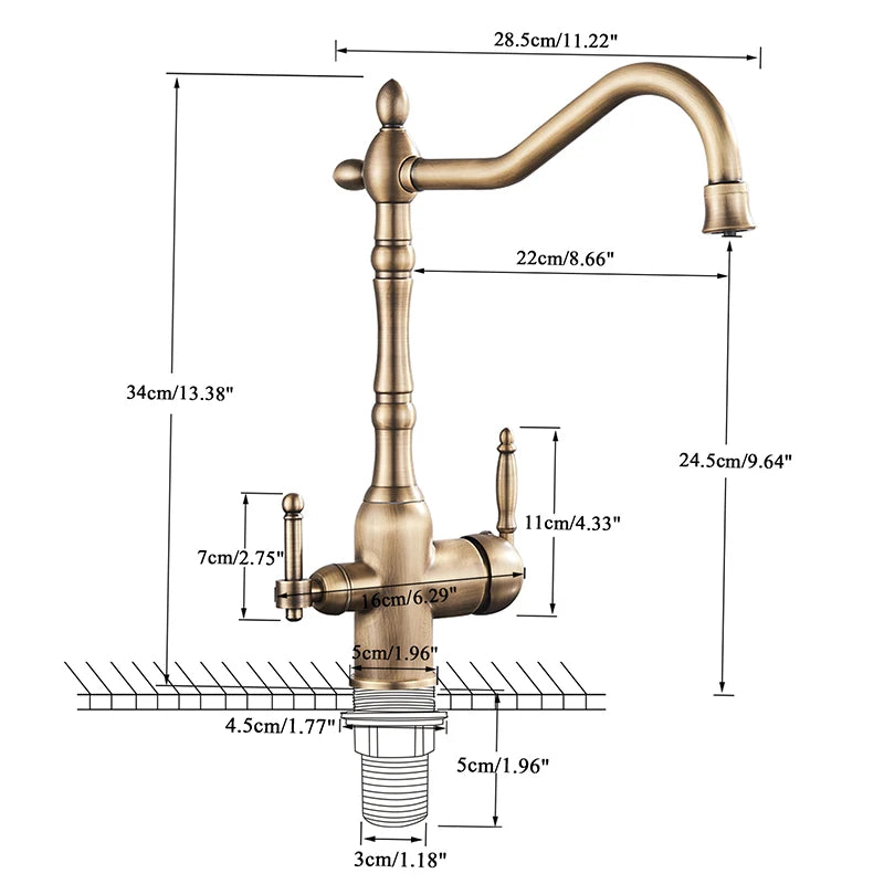 Robinet filtru de apă, duze duble, rotație la 360 de grade