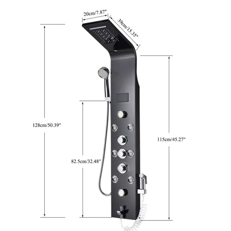 LED Brusearmatur, Digital Display, Vandfaldsbruser