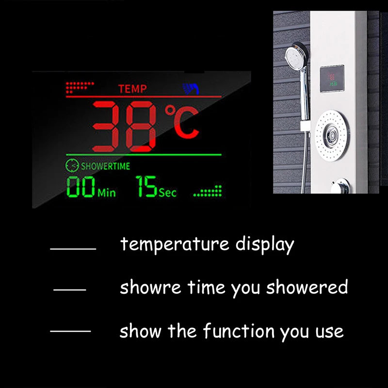 LED-suihkusekoittaja, lämpötilan digitaalinäyttö, vartalohierontajärjestelmä