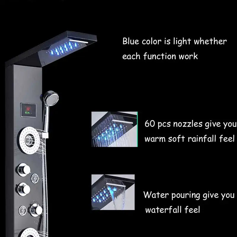 LED Brusehane, Temperatur Digital Display, Kropsmassage System