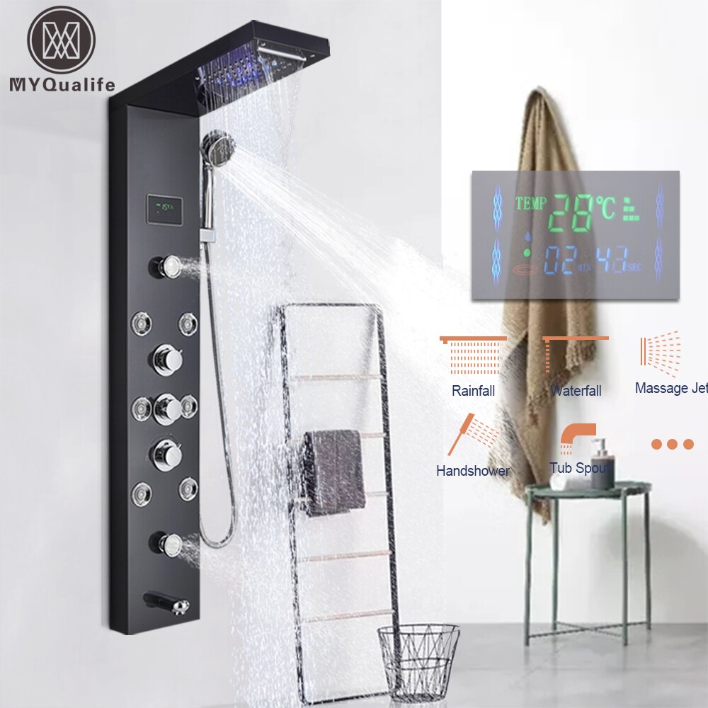 LED Shower Panel, Waterfall Rain, Digital Display