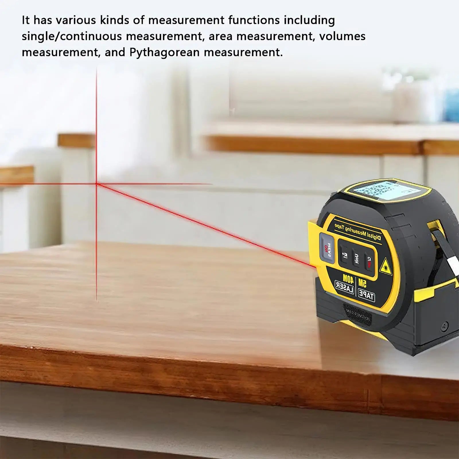 Laser Distance Meter, Digital Measurement, Stainless Steel Construction