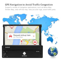 Radio auto Android, ecran tactil retractabil de 7 inch, GPS