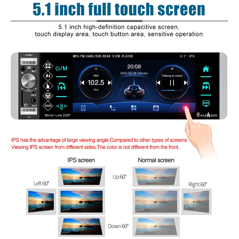 Autoradio, 51 inch scherm, Bluetooth-connectiviteit