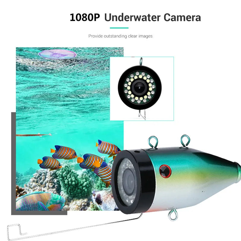 Camera de pescuit subacvatic, ecran 9HD 1080P, 15 LED-uri albe + 15 lămpi IR