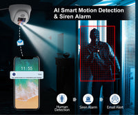 4K POE Dome IP Camera, AI Menselijke Detectie, Kleuren Nachtzicht