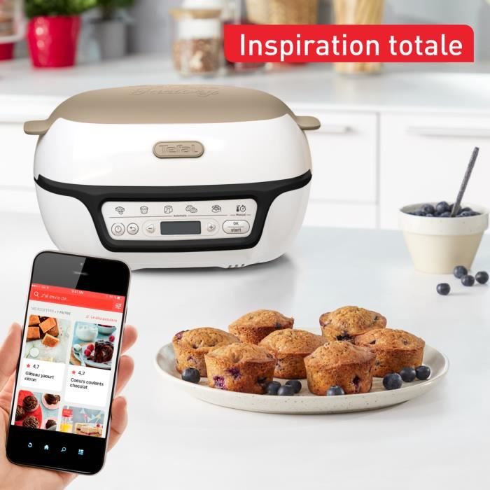 TEFAL Intelligent cake machine, 5 precise programs, Non-stick mold, 6 Creabake muffin molds, Cake Factory KD804910