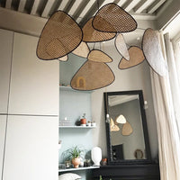 Living Room Chandelier, Hand Made Rattan Art, E27 Bedroom Decor