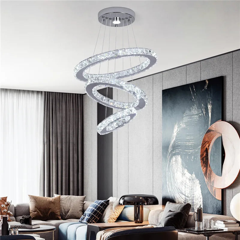 Ljuskrona med hängande ljus, K9-kristall, nordisk design