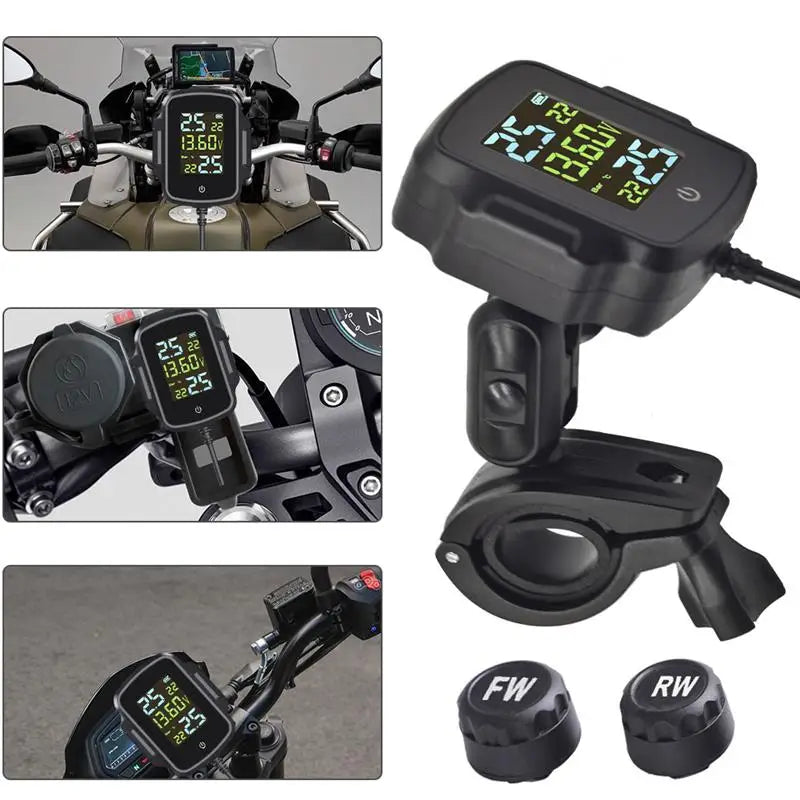 Motorcycle TPMS, QC 30 Fast Charging, Tire Pressure Monitoring System