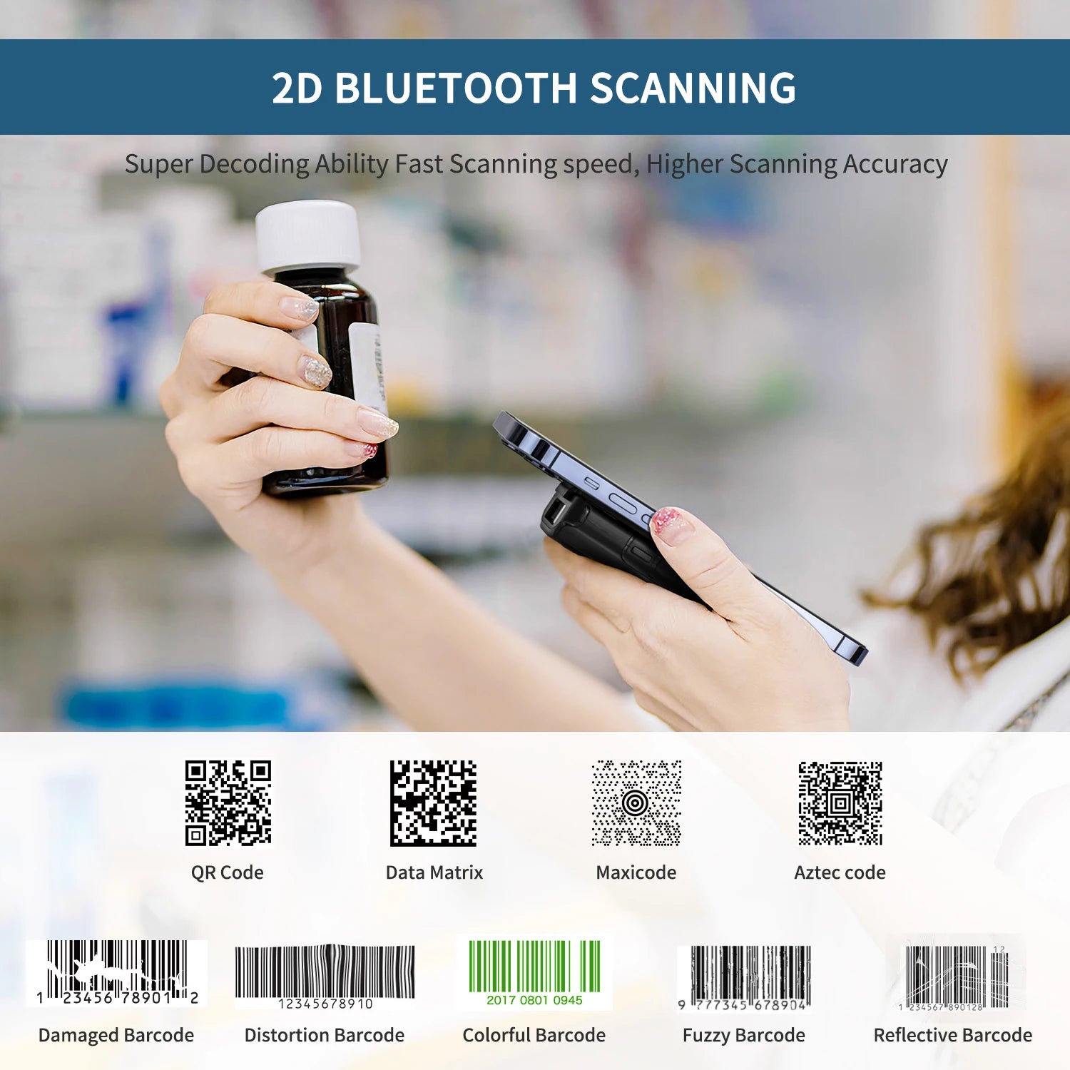 Barcode Scanner, Bluetooth, Draadloos